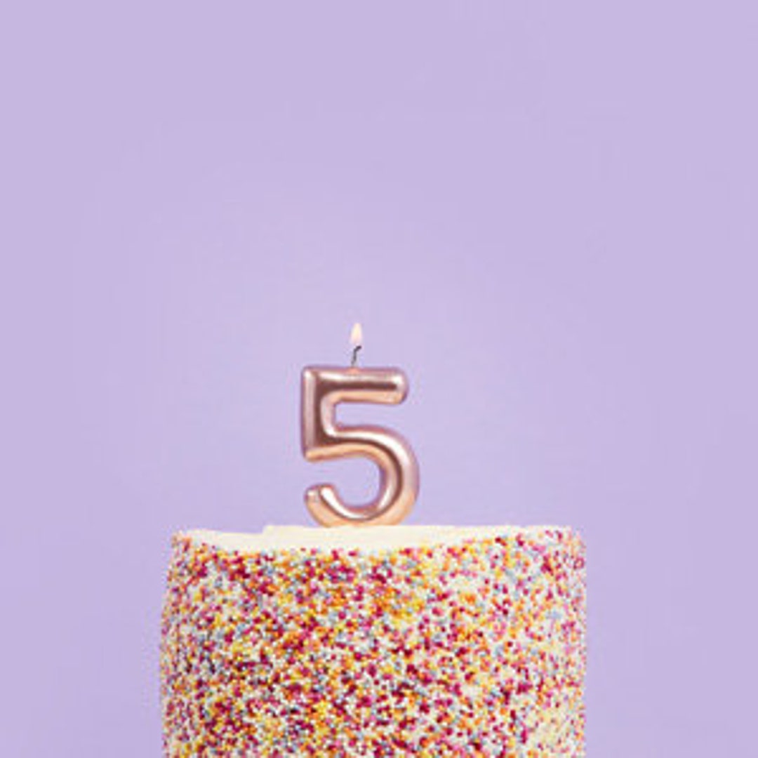 Bougie anniversaire - Chiffre 5 - Rose - 10 cm - Bougies