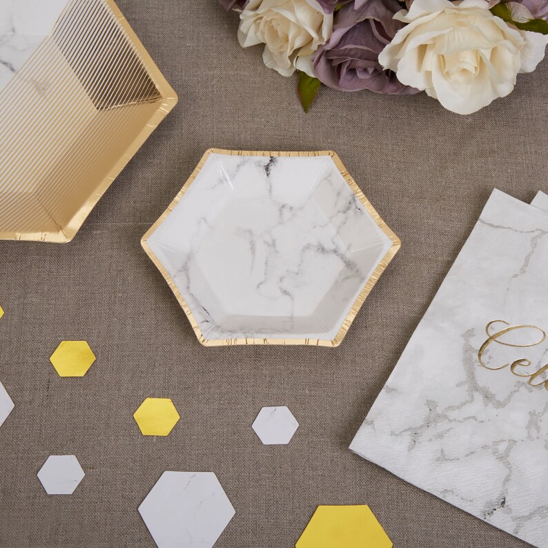 Marble Gold Plates Canape Paper Plates Hen Party Etsy