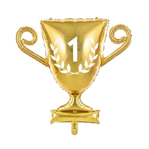 Palloncino in lamina a forma di trofeo d'oro - Palloncino per decorazioni per feste - Palloncino a forma di coppa d'oro - Festa di compleanno per bambini - Festa a tema sportivo - Palloncino a elio o ad aria