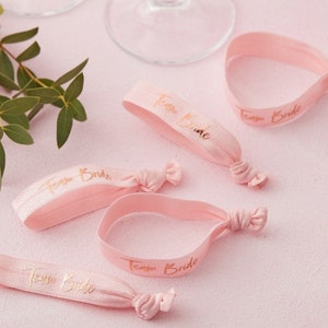 Team Bride Pink Wrist Bands - Pink and Rose Gold Floral Hen Party Wrist Bands - Bachelorette Wrist Bands - Pack of 5