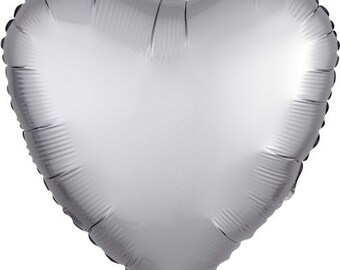 Platin Silber Satin herzförmiger 18 "Folien-Heliumballon."