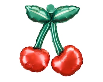 10 Palloncini A Forma Di Ciliegia In Alluminio Rosso 50x52 Cm - Decorazioni Creative Per Feste A Tema Frutta, Compleanni, Feste Estive, Riutilizzabili