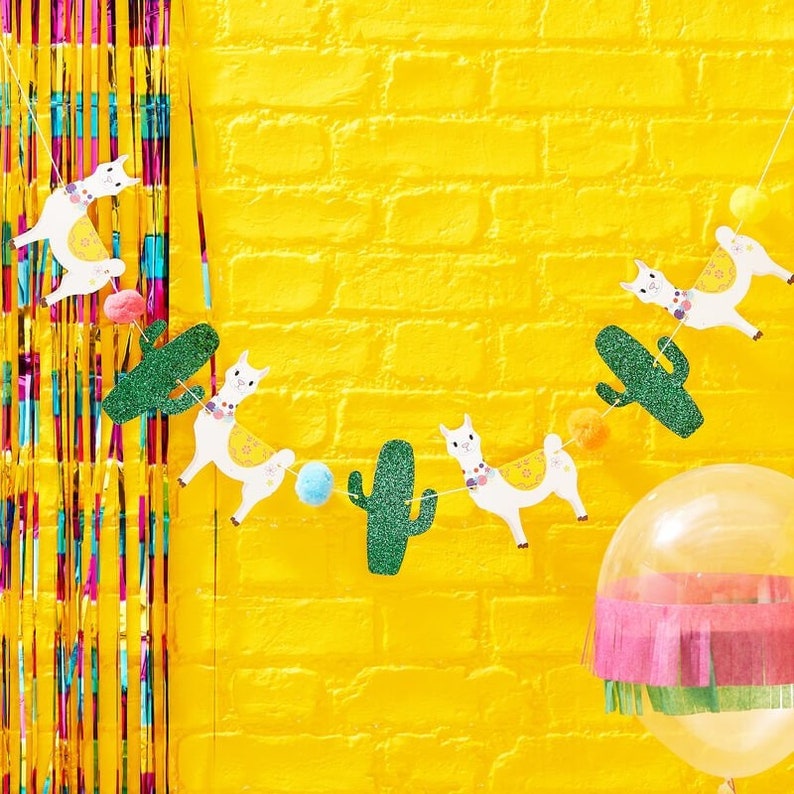Llama, Cactus & Pom Pom Bunting Fiesta Party Bunting Party Decorations Llama, Cactus & Pom Pom Bunting Fiesta Party Bunting Party Decorations