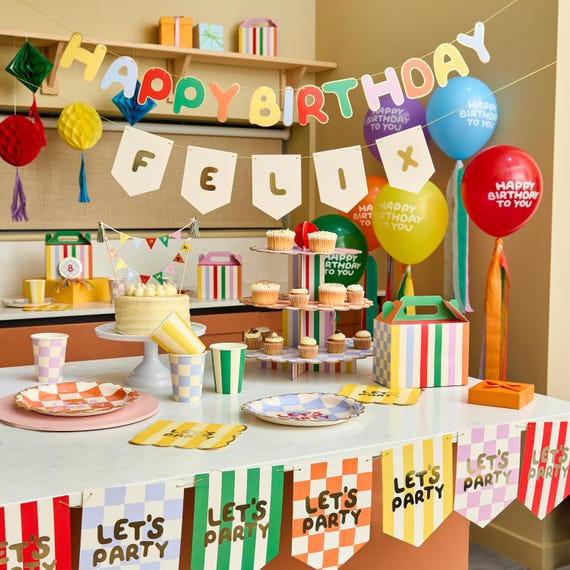 Regenbogen Wimpelkette „Happy Birthday“ – Party Deko, Bunt, Wiederverwendbar, Vormontiert, Für Geburtstage & Feiern