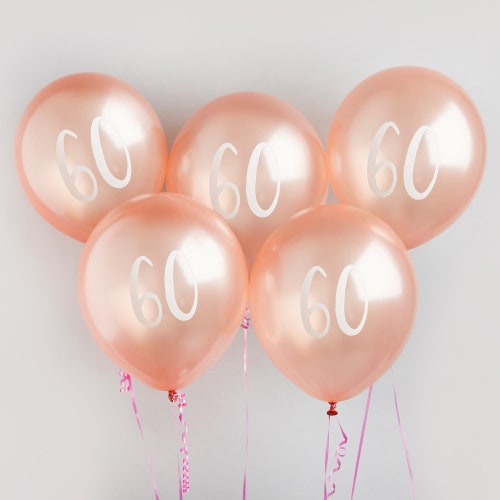 Rose Gold 60th Birthday Balloons Happy Birthday 60 Balloons - Etsy