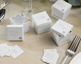 Wedding Table Games - Wedding Table Decor - Wedding Favours - White Wedding Trivia Ice Breaker Games