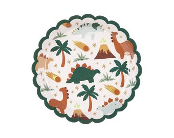 Dinosaur Party Paper Plates - Animal Party Plates - Kids Jurassic Dino Party Supplies - Cute Dinosaurs - Dinosaur Theme - Pack Of 6