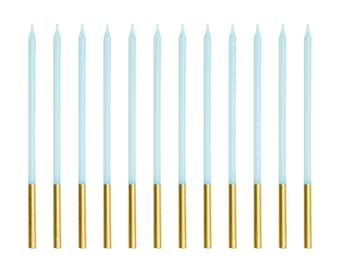 Bougies bleu clair - Bougies pour gâteau bleu pastel unies - Bougies droites - Décorations de fête bleues - Bougies pour gâteau d'anniversaire - 14 cm - Lot de 12