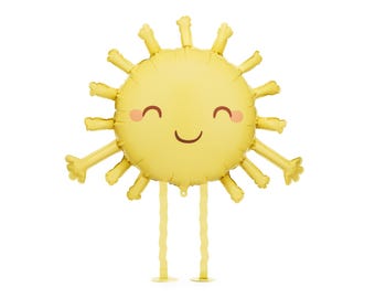 Yellow Sun Balloon - Large 'Standing' Yellow Sun Foil Balloon - Helium Fill Walking Balloon - Kids Birthday - Nature Outdoors-Garden Parties