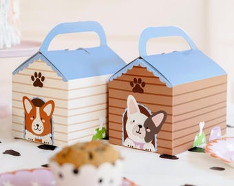 Caixas para Bolo em Formato de Casinha de Cachorro - Lembrancinhas para Cachorros - Sacolas para Lembrancinhas - Sacolas de Festa - Caixas para Guloseimas em Aniversários de Cães - 2 Modelos - Pacote com 6