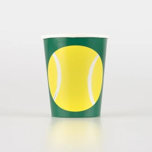Tennis Paper Cups - Tennis Ball Cups - Birthday Party Cups - Tennis Party Cups - Sports Party - Wimbledon Party Decor - Pack Of 8
