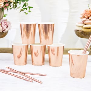 Rose Gold Paper Cups, Pack of 6