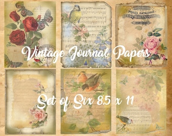 Vintage Journal Pages  8.5 x 11 inches ephemera handwriting paper scrapbook digital vintage junk journal instant download printable