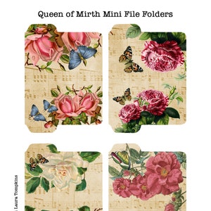 Romantic Roses 2 Sided Mini File Folders Romanticroses Butterfly ...