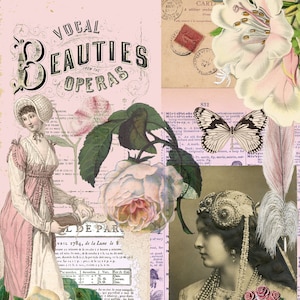 Attic Papers Collage1 8.5 x 11 inches BONUS COLLAGE SHEET paper pink scrapbook digital vintage junk journal instant download printable