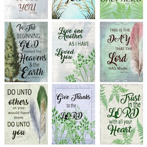 Bible Verses atc aceo 2.5&quot; x 3.5&quot;  inspirational positive printable digital download collage sheet Bible journal journaling junk scrapbook