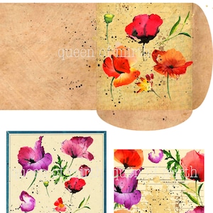 POPPY Bibliothek Karten Tags & Einsätze 2 seitens Yverschwende Junk Journal digitale Vintage Collage Blatt Journal Buch DIY
