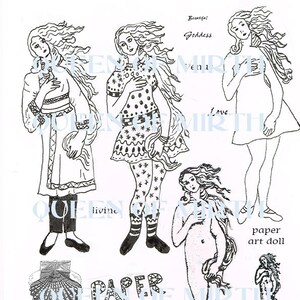 Geburt der Venus Papierpuppe Instant Download Botticelli Mixed Media Collage Art Junk Journal Scrapbooking Papier Kunst Puppen