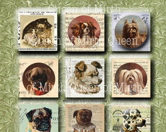 Two inch collage dogs puppies pets digital download collage sheet mixed media journaling card making scrapbook