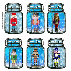 Nutcracker Christmas Mason Jar tags Bookmarks winter instant download digital download collage junk journal tags printable card card making