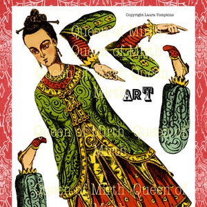 Bambola di carta snodato francese vittoriano ERA articolato jumping jack download immediato dell'annata antico arte digitale stampabile cinese