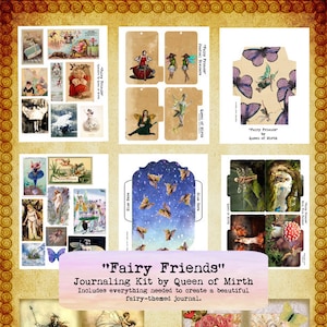 Fairy Friends Journaling Kit collage sheet Fairies Fae digital set download vintage junk journal art journal scrapbooking book decoupage