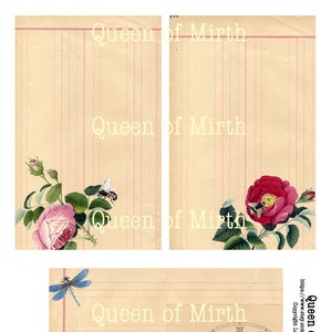 6 FLORAL JOURNALING CARDS flowers collage sheet printable ephemera junk journal embellishments card making scrapbooking