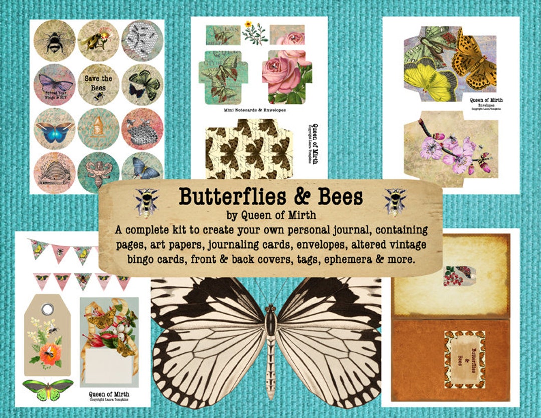 Butterflies and Bees Journal Kit Honeybee Butterfly Scrapbooking Junk ...