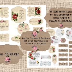 Parole Frasi Sayings ispirando ephemera diario di diario scrapbook digitale vintage junk journal download istantaneo