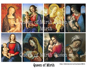 Madonna ATC ACEO size Mary Jesus Catholic Art printable digital download collage sheet mixed media journaling card making scrapbook