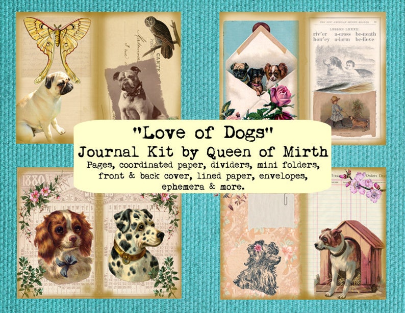 Love of Dogs Journal Kit Puppy Dog Digikit Digital Set Etsy