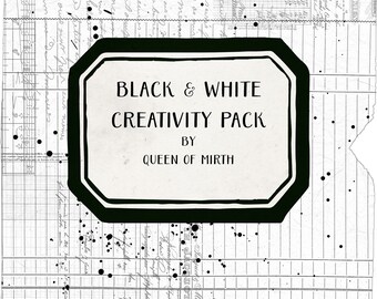 Black & White Creativity Pack Bundle Paper Pack Vintage collage  Junk Journal digital collage sheet scrapbooking