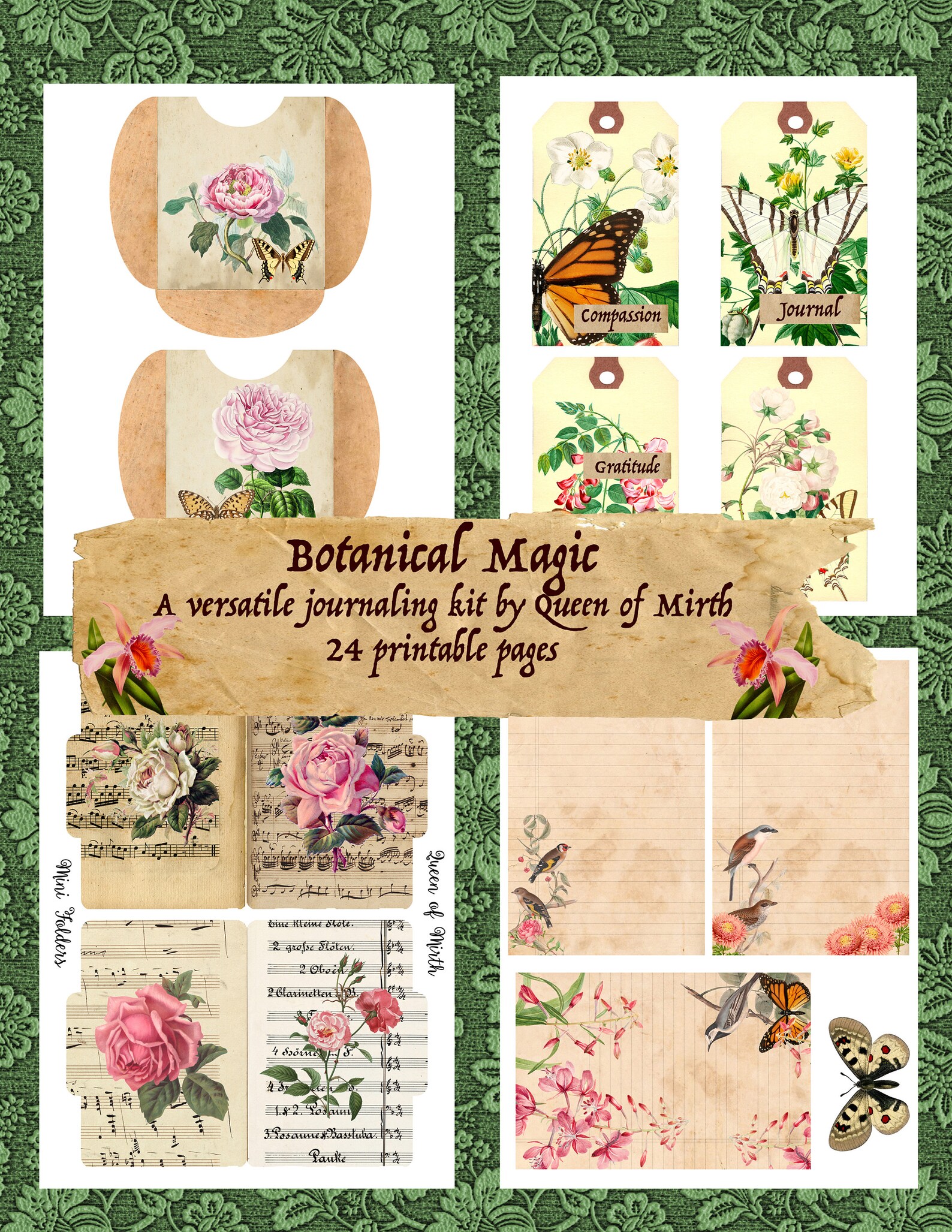 BOTANICAL MAGIC Journal Kit Botany Garden Floral Flowers Herbs Etsy UK