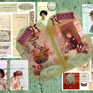 Paris journaling kit printable French letters collage instant digital download junk journal ephemera scrapbooking