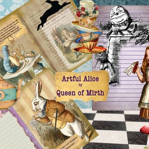 ARTFUL ALICE Journal Kit avec cartes bonus Alice au pays des merveilles Scrapbook Junk Journal numérique vintage journal livre de découpage