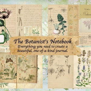 The Botanist&#39;s Notebook Journaling Kit botany botanical garden digital set download junk journal handbook scrapbooking book decoupage