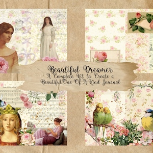 Bellissimo Dreamer Journaling Kit PLUS BONUS Digital Printable Junk Journal Handmade Book DIY Digital Roses Floral Ephemera