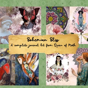Boho BLISS Journal Kit con BONUS Boho Matisse Chagall Klimt stampa digitale scaricare stampabile junk journal collage art journal book