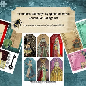 TIMELESS JOURNEY kit de diario medieval libro de arte renacentista diario basura tarjetas de diario mixtas hoja de collage etiquetas de scrapbooking diy
