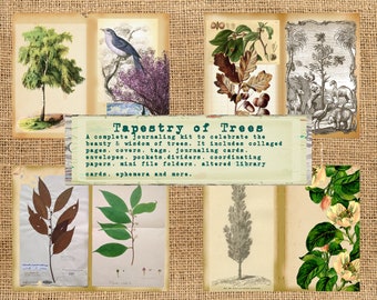 TAPESTRY OF TREES  23 Page Journal Kit printable digital download  junk journaling art scrapbooking diy book