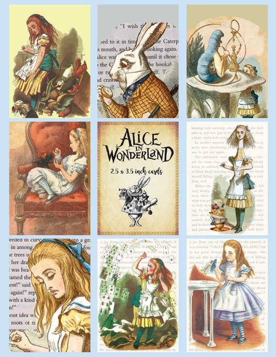 Alice In Wonderland Atc 2 5 X 3 5 Inch Cards Ephemera Junk Etsy