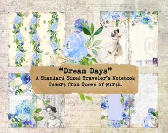 Dream Days TN Travelers Notebook Insert Journal Kit Junk Journal Midori Travellers Download digital vintage art journal