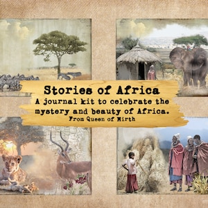 AFRICA Journal Kit African animals textiles travel digital download printable maps junk journal collage art journal scrapbooking book