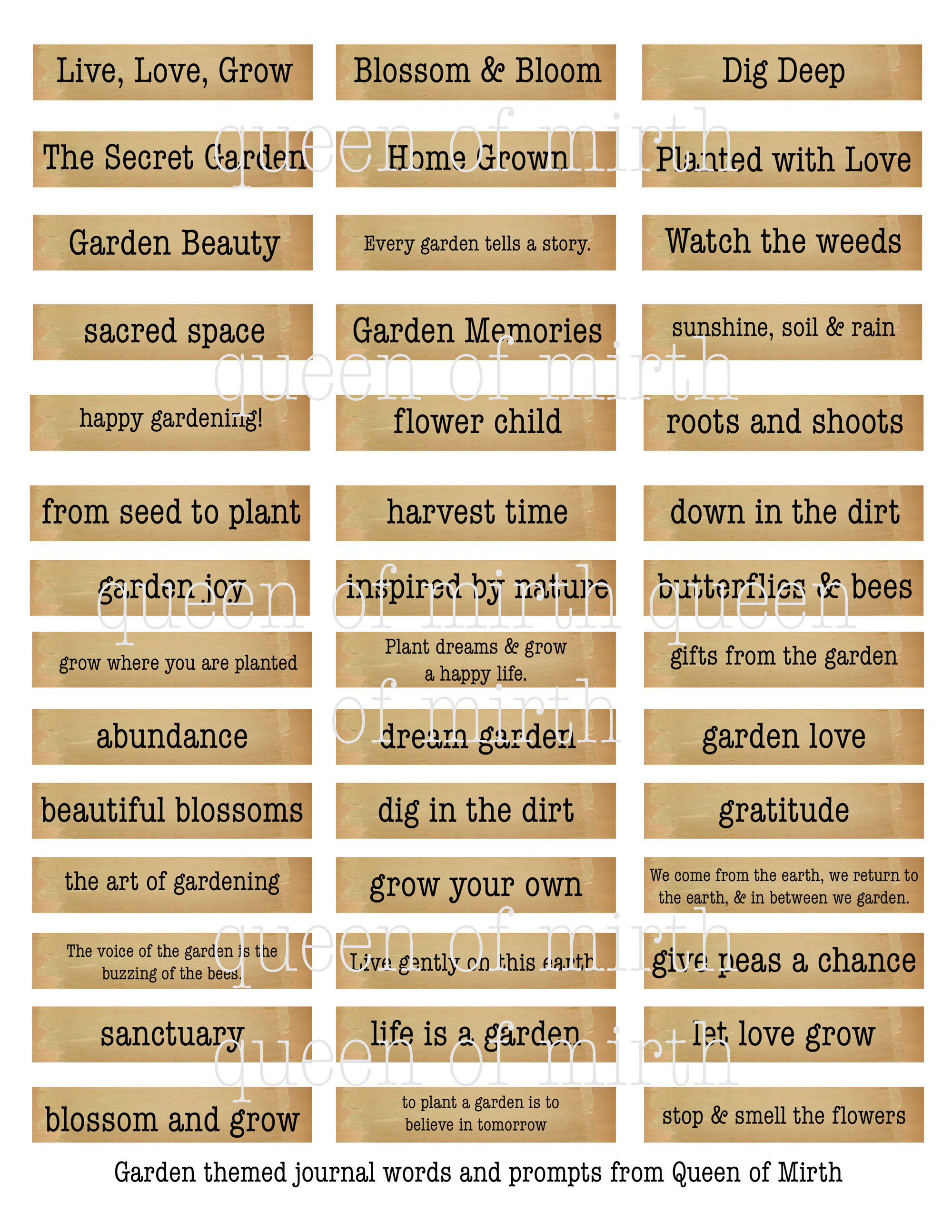 Garden Journal Words Garden Sayings Journal Prompts Instant Etsy Canada