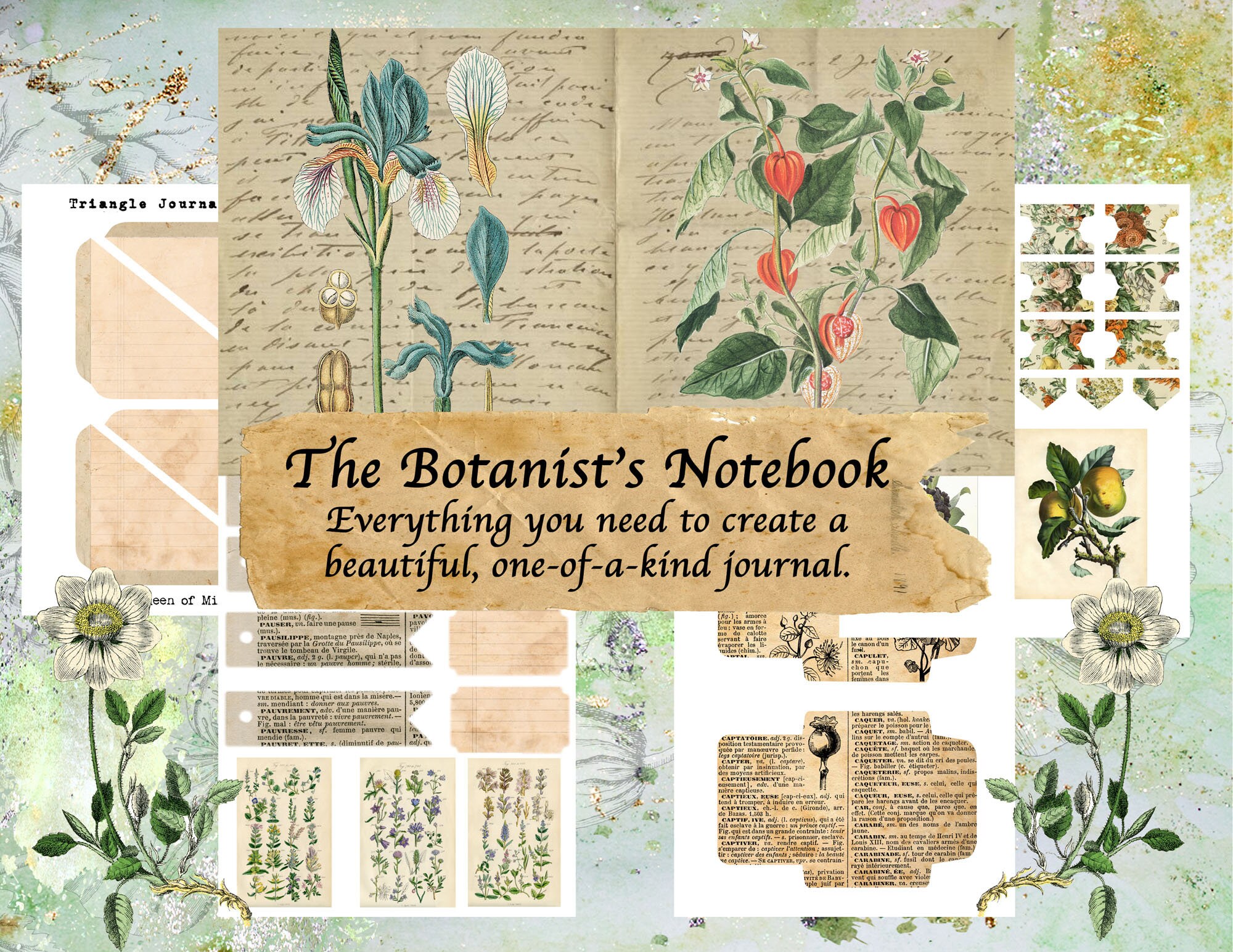 The Botanist's Notebook Journaling Kit Botany Botanical Garden Digital ...