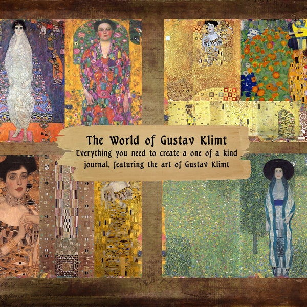 KLIMT'S WORLD Digital Printable Junk Journal kit Gustav Klimt art nouveau DIY Digital Journal Kit Ephemera
