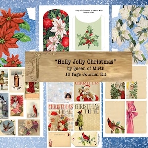 HOLLY JOLLY CHRISTMAS Journal Kit Junk Journal Victorian Christmas printable digital download collage sheet journaling card making scrapbook