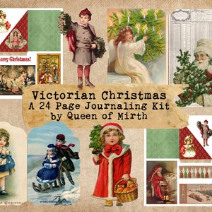 VICTORIAN CHRISTMAS Holiday Journal Kit Junk Journal Vintage Christmas printable digital download collage sheet card scrapbook ephemera