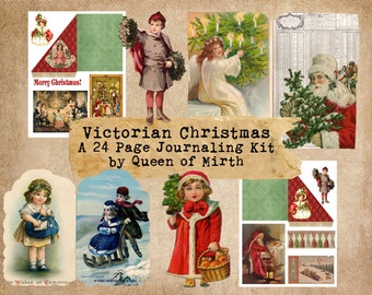 VICTORIAN CHRISTMAS Holiday Journal Kit Junk Journal Vintage Christmas printable digital download collage sheet card scrapbook ephemera