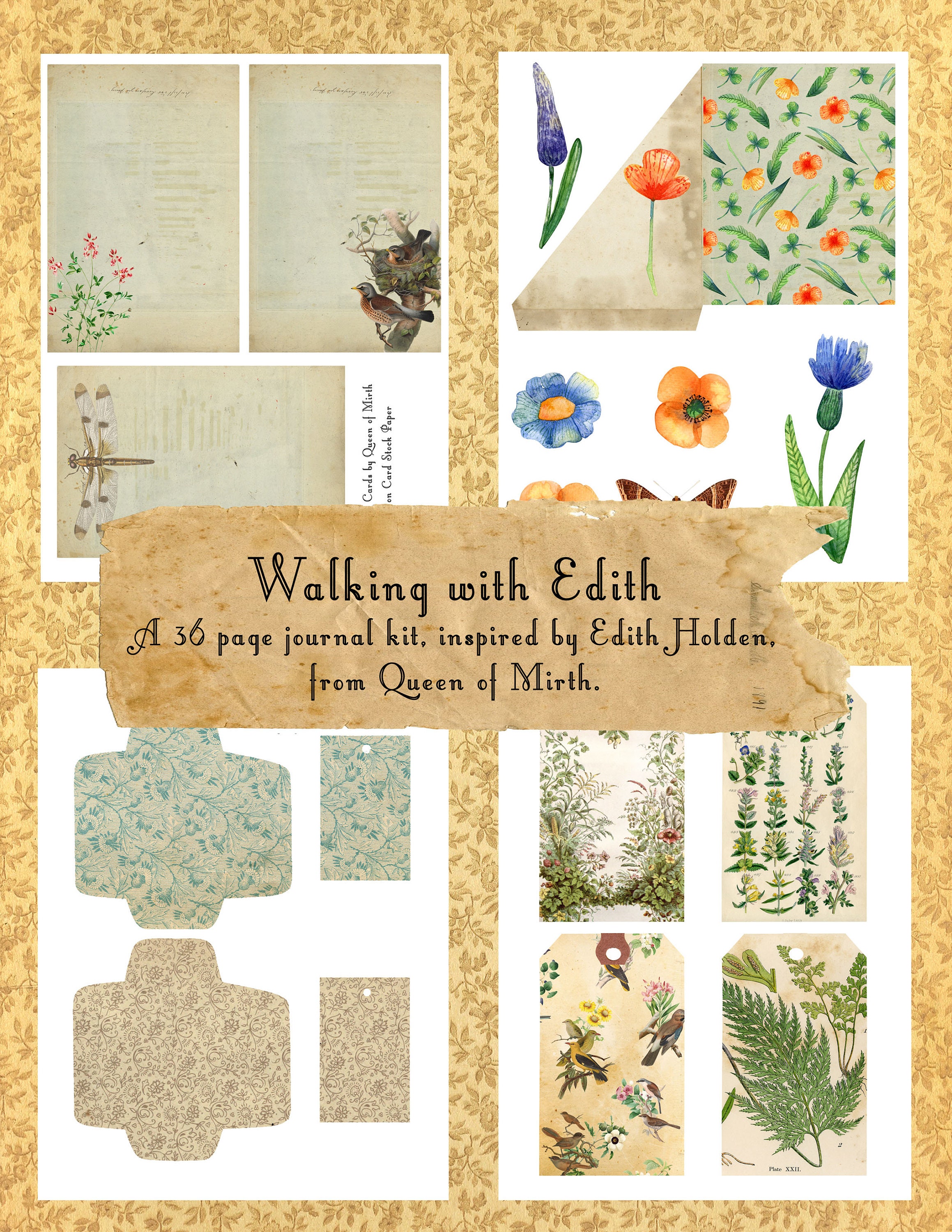 Edith Holden Vintage March Pages Country Diary of an Edwardian Lady Nature Ephemera Scrapbooking Junk Journalling Birds Eggs Flowers Edith Holden Vintage March Pages Country Diary of an Edwardian Lady Nature Ephemera Scrapbooking Junk Journalling Birds Eggs Flowers